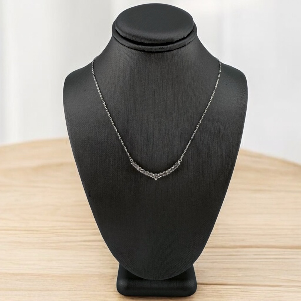 Sterling Silver 925 White Cz Smile Necklace